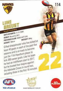 2017 Select Certified #114 Luke Breust Back